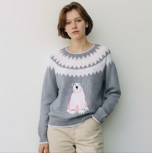 Tommy Hilfiger Gray and Pink Polar Bear Sweater
